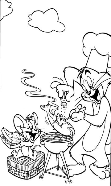 kolorowanka Tom i Jerry malowanka do wydruku z bajki dla dzieci, do pokolorowania kredkami, obrazek nr 3